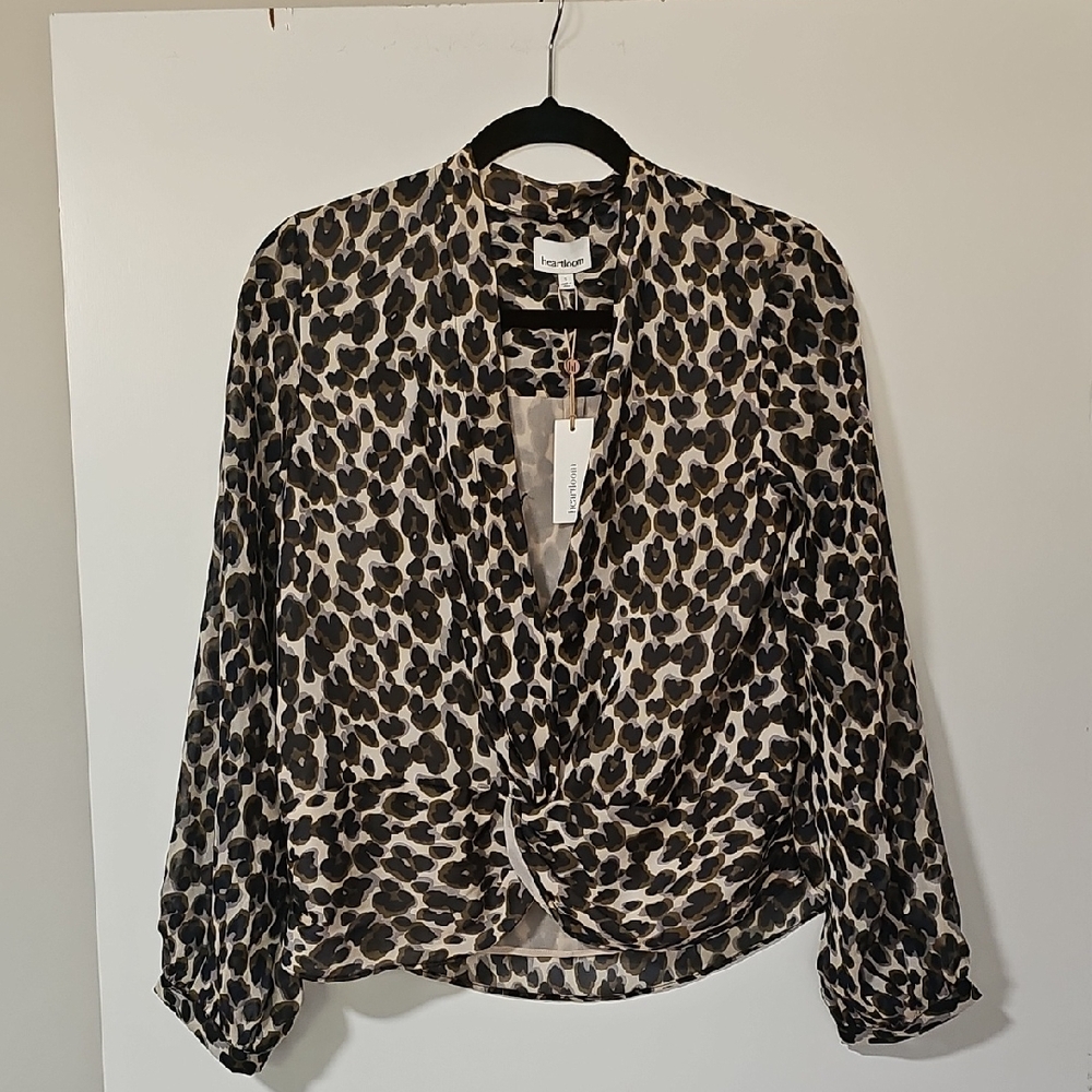 Heartloom Animal Print Blouse - Black and Brown